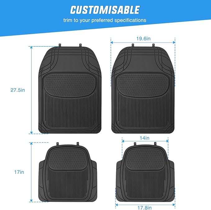 Nilight PVC Floor Mats for Cars Trucks SUVs,Universal Trim to fit for Most Vehicles,All Weather Protection Heavy Duty Floor Liners,Pack of 4