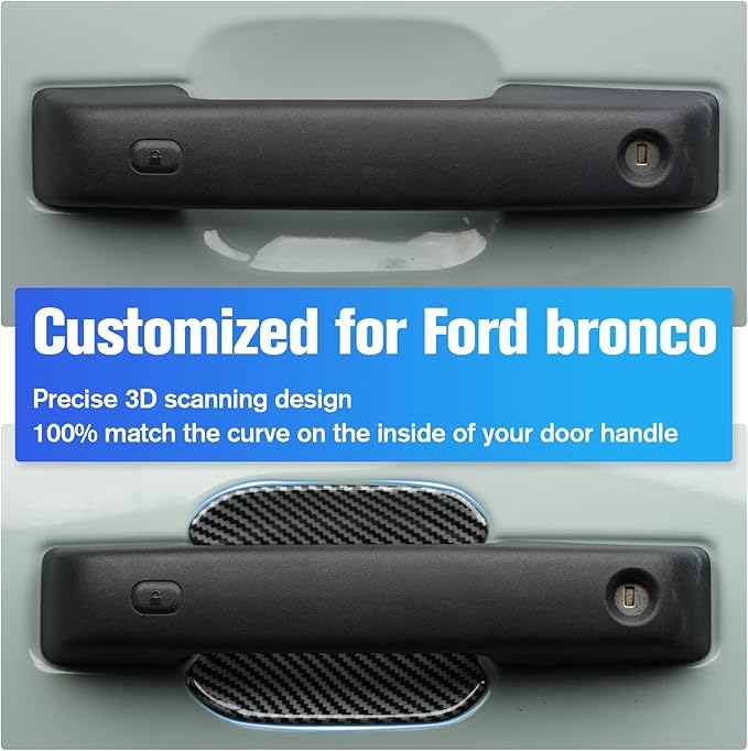 Car Door Bowl Scratch Protector for Ford Bronco, Exterior Door Handle Bowl Cover Protection Trim Accessories Compatible with Ford Bronco 2021 2022 2023 4 Doors, Carbon Fiber