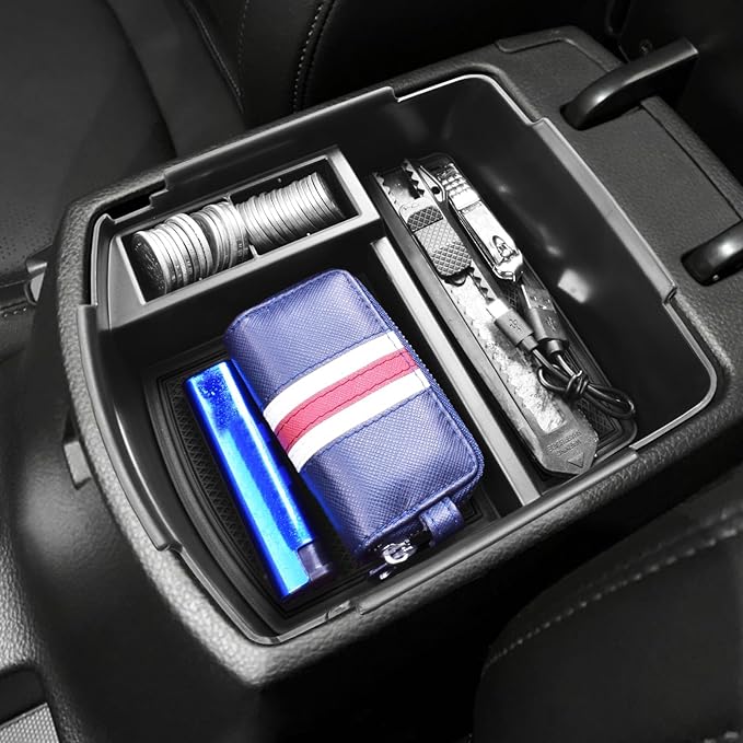 EDBETOS Seltos Center Console Organizer Compatible with KIA Seltos 2020 2021 2022 2023 2024 2025 Accessories Armrest Box Insert Tray Secondary Storage Pallet ABS Plastic Material, Black