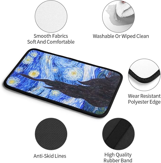 Starry Night Car Center Console Pad Van Gogh Universal Car Armrest Seat Box Cover for Most Vehicle, SUV, Truck, Car Interior Accessories Auto Armrest Cover Protector, Blue