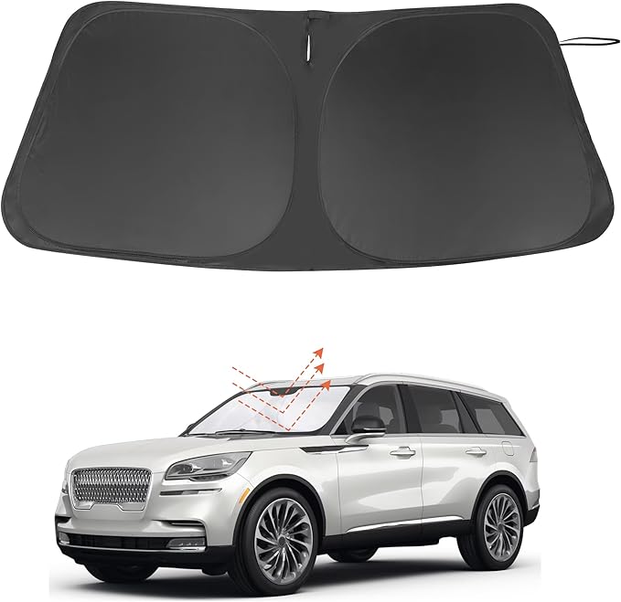 Windshield Sun Shade Custom Fit for 2020-2024 2025 Lincoln Aviator Accessories Foldable Sunshade Sun Blocker Protect Car from Sun Rays & Heat Damage Keep Car Cooler