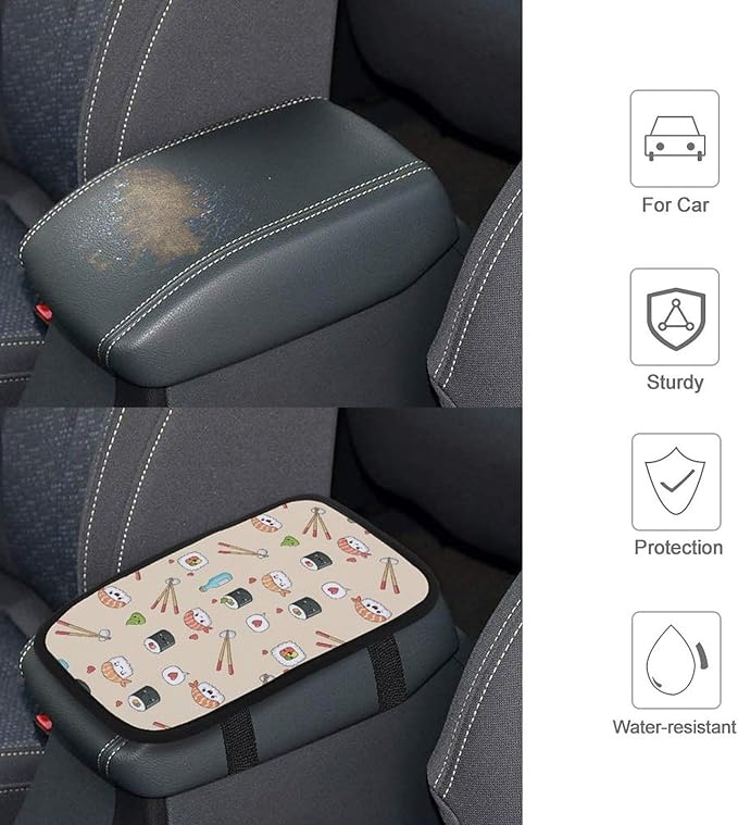 PPIKTC Car Armrest Storage Box Mat Sushi, Interior Protection Accessories for Most Vehicle, SUV, Truck, Car, Waterproof