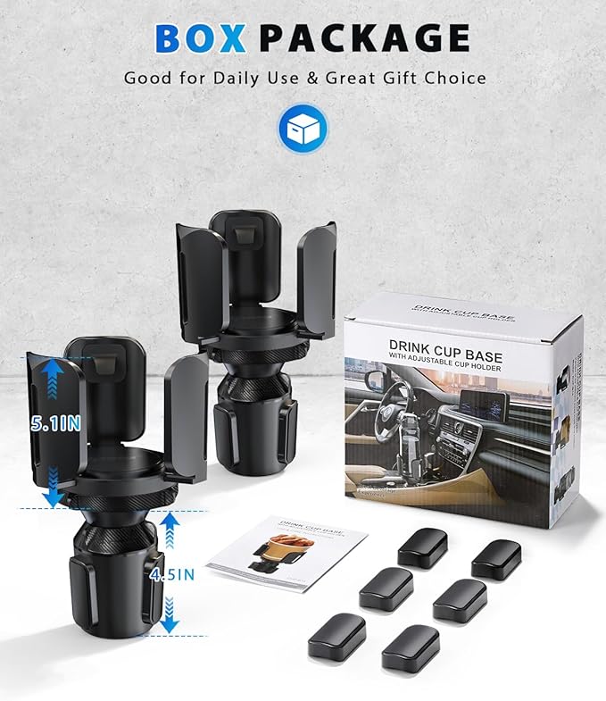 IPOW 2Pack Car Cup Holder Expander with Adjustable Holder & Base, Compatible with Yeti Ramblers, Hydro Flasks Most Coffee Mugs Bottles & Cups