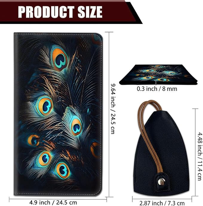 Car Document Holder with Magnetic Shut, Car Registration and Insurance Card Holder, Vehicle Glove Box Organizer Documents, Driver License, Auto Paperwork Organizer Wallet, Peacock Feathers Pattern