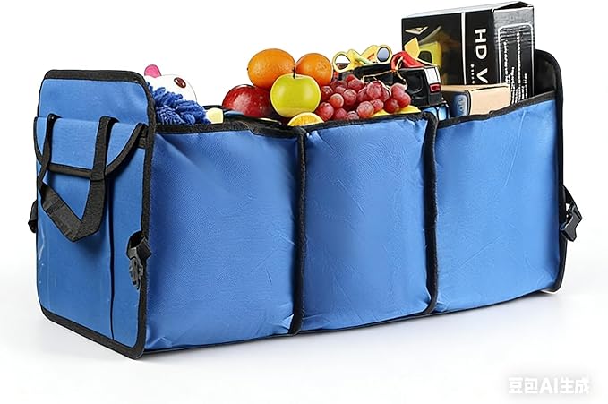 Vehicle Owners Red Collapsible Insulated Trunk Organizer 3-Compartment Car Cargo Storage Box Cooler for Groceries Camping & Road Trips All Season