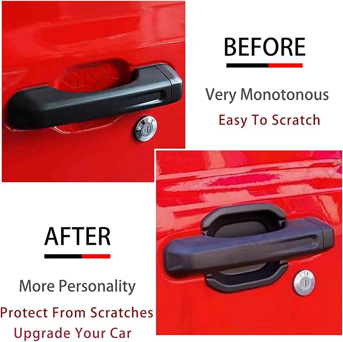 LIUQING Car Door Bowl Scratch Protector for Jeep Wrangler JL JLU & Jeep Gladiator JT 4 Doors 2018-2023 2024 2025, Exterior Door Handle Bowl Cover Trim Accessories