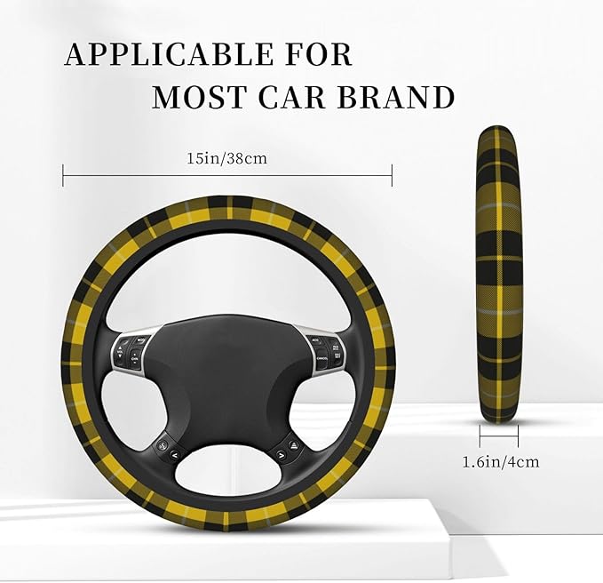 Thickened Elastic Steering Wheel Cover, Barclay Dress Tartan Ultra, Soft, Breathable, Fit for Cars, SUVs, Trucks, Stylish Comfortable Grip