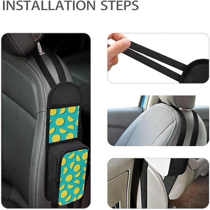 Lemon Car Seat Storage Pouch for Women Front Seat Side Hanging Bag Car Organizer Pocket for Purse Wallet Phone Card,Easy Install