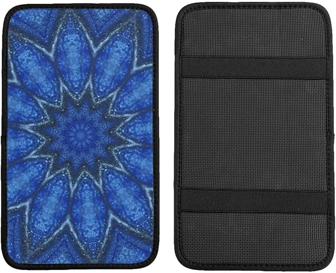 DORKEIXIA Lotus Mandala Floral Flower Auto Center Console Armrest Pad Universal Car Center Console Cover Seat Box Cover for Sedan, Van, SUV, Truck Car Accessorie
