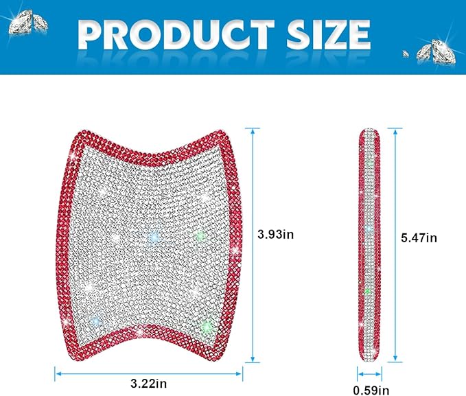 Mandark 8PCS Bling Car Door Handle Protector, Crystal Rhinestone Vehicle Door Bowl Protective Sticker, Glitter Anti-Scratch Auto Decor Decals Accessories, Universal for SUV, Sedan, Truck (Red/White)