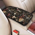 Mushroom Print Car Armrest Box Mat Vintage Boho Brown Floral Auto Center Console Cover Leaf Cars Arm Rest Seat Box Covers Accessories Interior Protection for Most Vehicle SUV Truck