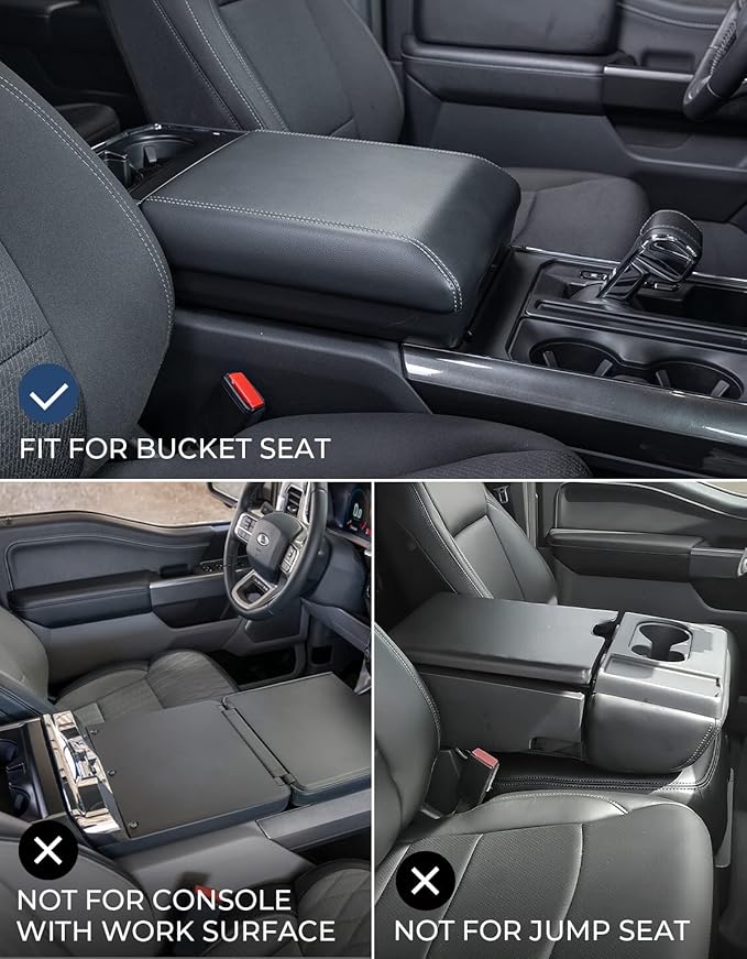 ISSYAUTO Center Console Cover Compatible with 2021 2022 2023 2024 2025 Ford F150 Armrest Cover Leather Arm Rest Cover Middle Console Cover Armrest Box Protective Cover