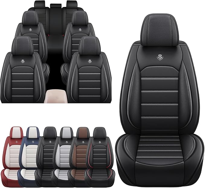JOJ Car Seat Cover for Nissan Armada Seat Covers for Cars 2004-2026,Leather Waterproof Car Seat Covers Full Set,All Weather Tech Car Seat Protector,8 Seats Black