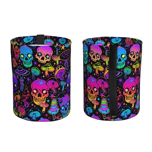BEIANSHUO Mushrooms Skulls Car Trash Can Collapsible Garbage Can,Hanging Trash Bag Water Proof with Suitable for Storage for Car Interiors,Home