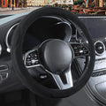 Black Suede Steering Wheel Cover, Breathable Non-Slip Sweat-Proof Wear-Resistant No Pilling, Warm in Winter and Cool in Summer, Universal 15 inch