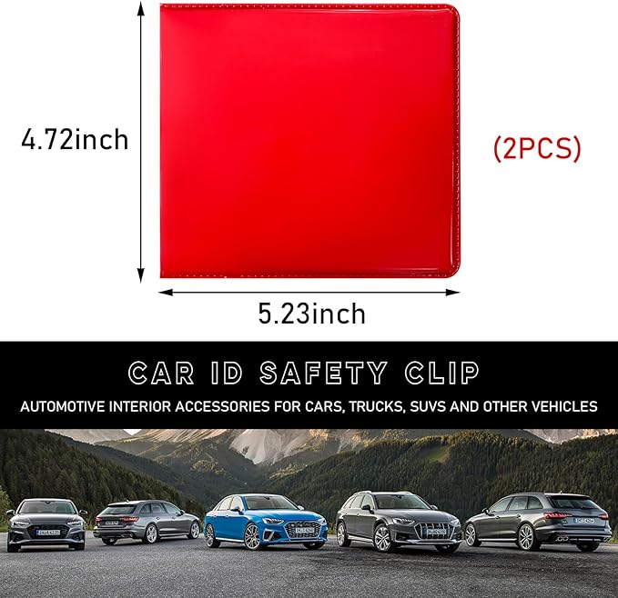 Ziciner 2PCS Car Registration and Insurance Holder, 5.2"× 4.7" Premium Auto Glove Box Organizer with Closure, Essential Vehicle Document Holder for Card, Driver License (Red)