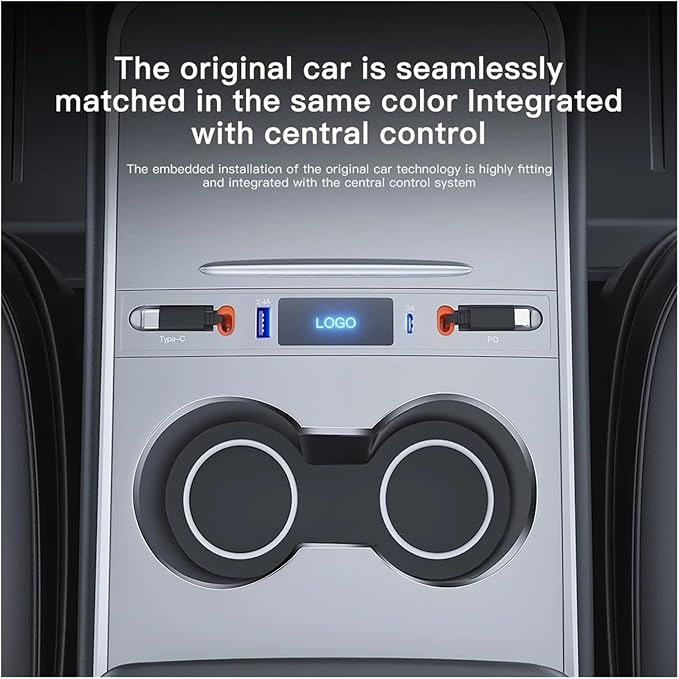 27W Quick Charger USB Shunt HUB Intelligent Docking Station Car Adapter Powered Splitter Extension，Compatible for Tesla Model 3 Model Y(A-pple and A-pple)