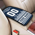 Custom Football Car Armrest Covers Personalized Football Style with Name Number Customized Auto Center Console Pad Car Handrail Box Cushion for Most Vehicle Decor Accessories, Blue