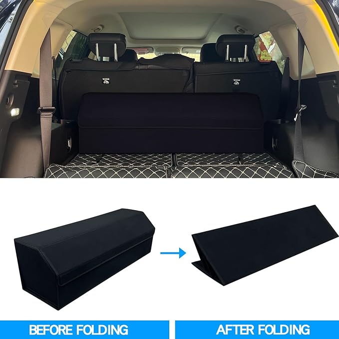 RAHALOY Trunk Organizer for Toyota 4Runner, Land Cruiser, FJ Cruiser & bZ4X – Custom Fit Suede Cargo Storage Box, Foldable Multi-Compartment SUV Organizer for Road Trips, Groceries & Sports Gear 38.6"