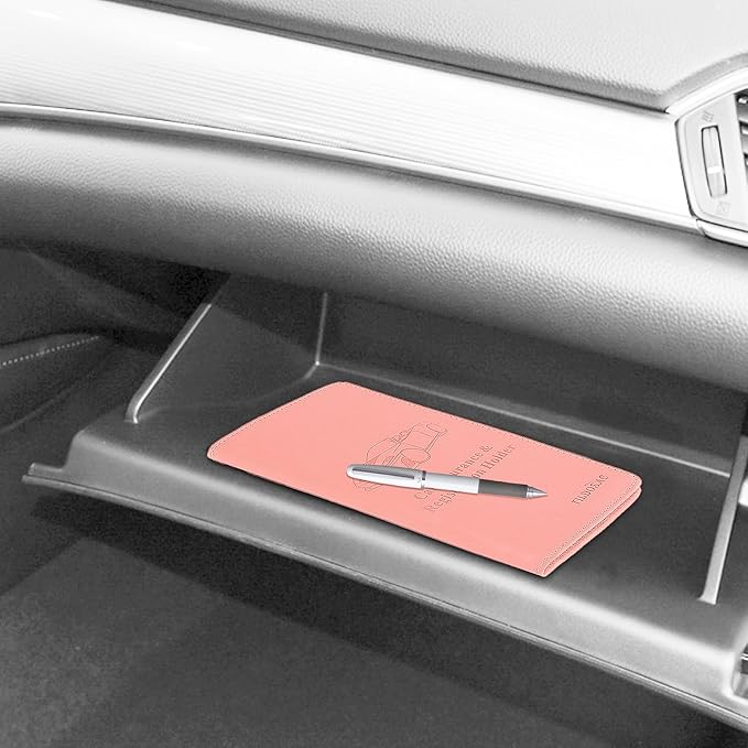 TILDOSAC Car Registration & Insurance Card Holder Leather Auto Glove Box Organizer Document Wallet with Magnetic Shut