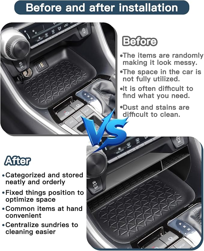 Ruiya 2025 RAV4 Center Console Organizer for Toyota RAV4 2025 Accessories ABS Material Armrest & Control Console Organizer Compatible with 2019-2025 Toyota RAV4