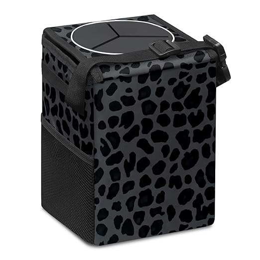 GVGHIDZ Car Trash Can – Multi-Purpose, Lightweight and Portable with Durable Water-Resistant Coating, No Installation Required, Practical and Ample Capacity, Variety of Colors.Black Leopard Print