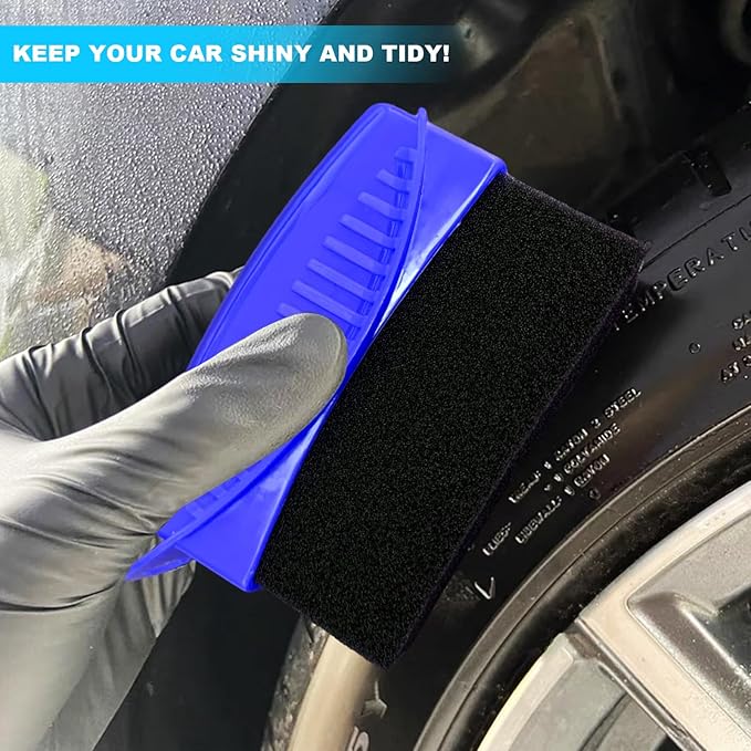 Augeny Tire Dressing Applicator, Reusable Car Tire Shine Sponge Pad With Lid, Durable Foam Auto Wheel Detailing for Vehicle Waxing Polishing Cleaning (Blue)