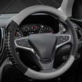 West Llama Nappa Leather Car Steering Wheel Cover Gel Massage,Cool in Summer,Universal 15 inch(Gray+Black-Standard Size)