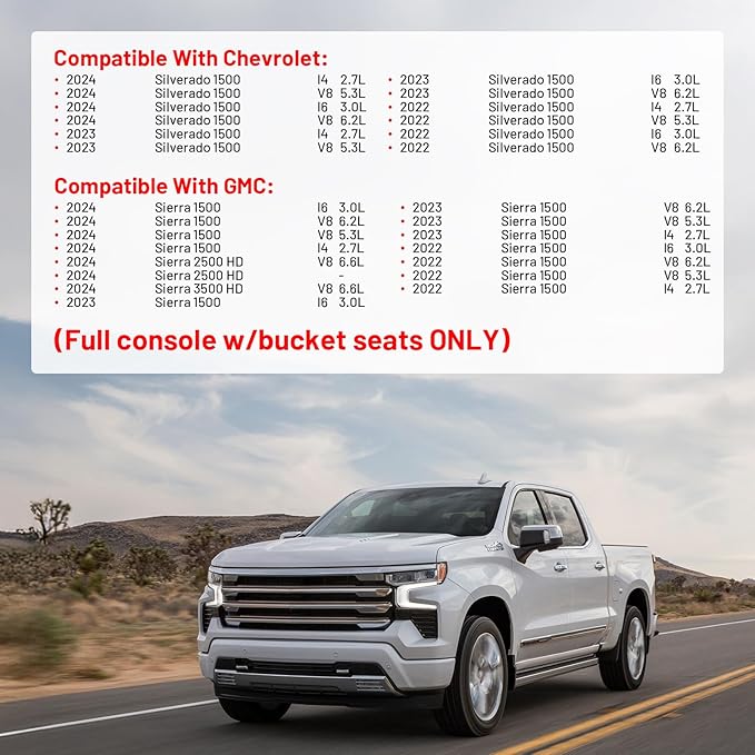 SPELAB Center Console Organizer Compatible with Chevy Silverado 2023-2025, Compatible with GMC Sierra 1500, 2024-2025 Silverado 1500, Sierra 1500 2500HD 3500HD Insert Tray Pallet Storage Accessories