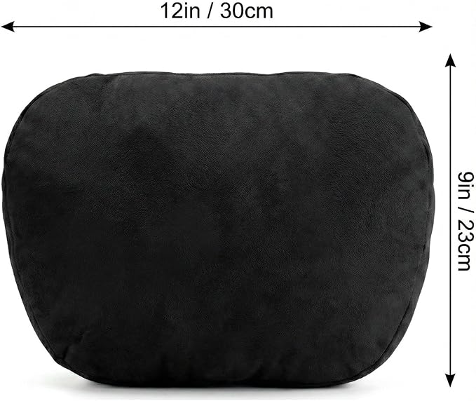 2PCS Car Pillow for Car Neck Pillow for Driving Seat Leather Neck Support Soft Cushion Back Support Head-Rests for Vehicle Sleeping with Elastic Adjustment Strap (Black, Head)