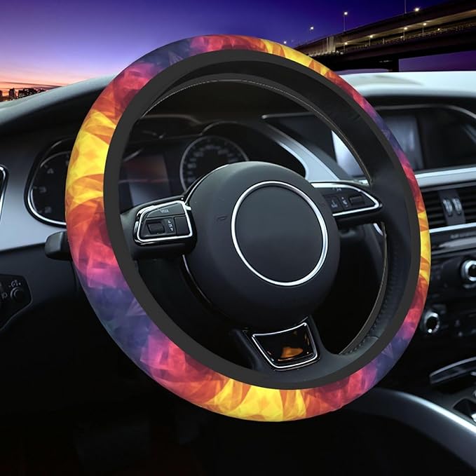 15 Inch Universal Protective Cover, Soft Breathable Durable Accessories Full Surround Sports Car, Cone Gradient Car Steering Wheel Cover
