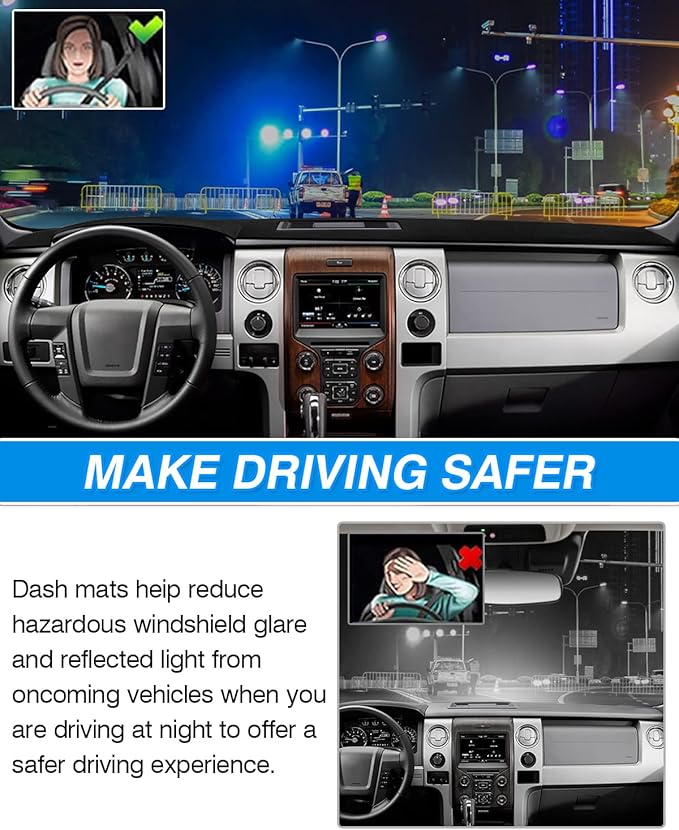 CARTIST Dash Cover Compatible with Ford F-150 F150 Pickup 2009-2014 Accessories Dashboard Cover Mat Non-Slip Pad Carpet Sunshield Protector (with Light Sensor)
