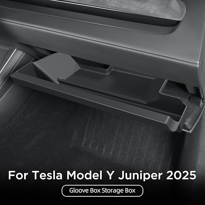 LUCKEASY Glove Organizer for Tesla Model Y Juniper 2025 2026 Glove Box Storage Box Tray Organizer Accessories TPE Storage Tray Black