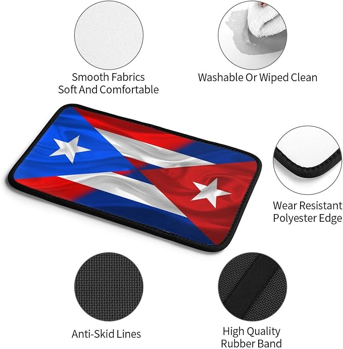 Auto Center Console Pad Puerto Rico Porto Rico Puerto Rican and Cuba Cuban Flag Wavy Car Armrest Cover Armrest Seat Handrail Box Cover Cushion Universal Decoration Protector Accessories
