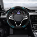Car Steering Wheel Cover, Steering Wheel Protector, Universal 14.5-15 Inch Microfiber Leather Breathable Auto Steering Wheel Covers, Carbon Fiber Steering Wheel Cover for Women Men (Dark Green)