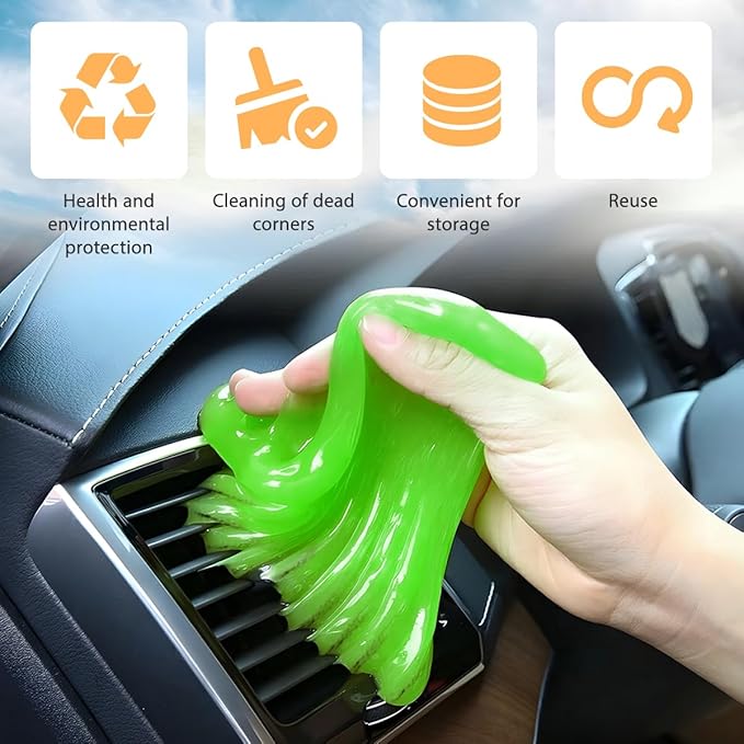 Car Cleaning Gel, Reusable Vehicle Air Vent Crevice Detailing Putty, Automotive Interior Detail Slime Cleaner Removal Tool Kit Accessories, Universal for SUV, Sedan, Truck (Green)