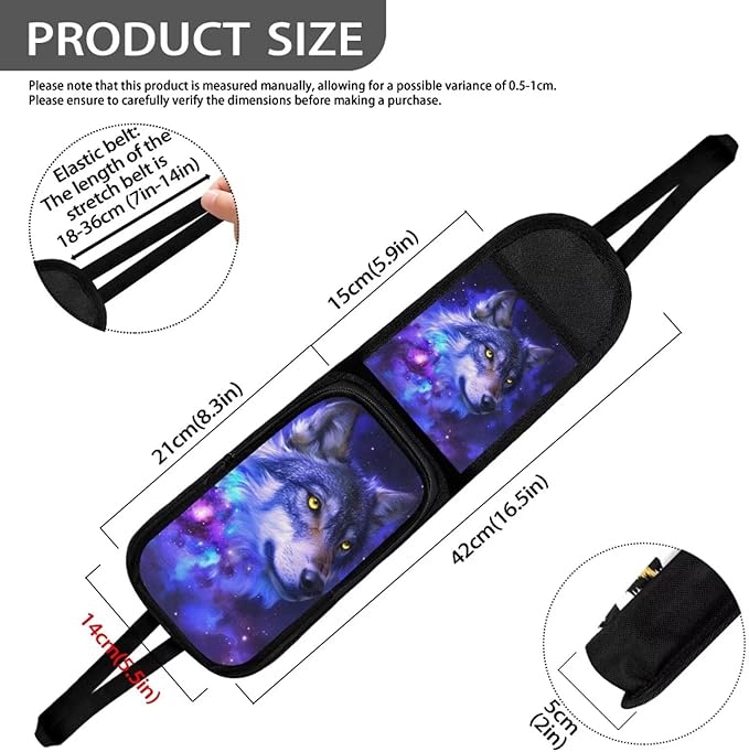 Galaxy Wolf Car Seat Storage Hanging Bag Front Seat Side Organizer Bag for Mobile Phone Sunglasses Holder Multi Pocket Car Organization Accessories