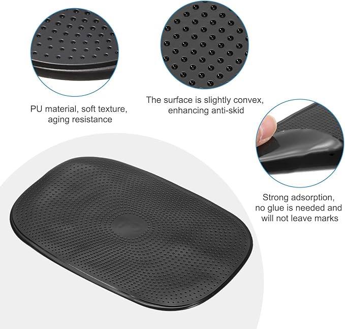 HARFINGTON Car Dashboard Anti-Slip Mat 8" x 5.5" Universal Sticky Dash Pad Washable Reusable Car Non-Slip Mats for Phone Keys Sunglasses Electronic Devices, Black