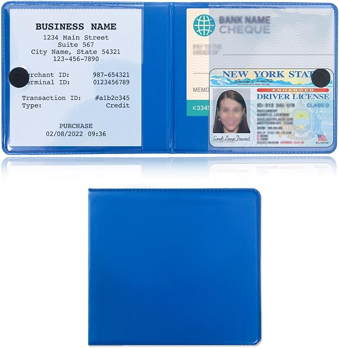 Kewucn 1 PC Car Registration Insurance Holder, Essential Auto Card Glove Box Organizer, Vehicle Interior Accessories Perfect for Most Car, Truck, SUV (10.55''×4.8'', Blue)