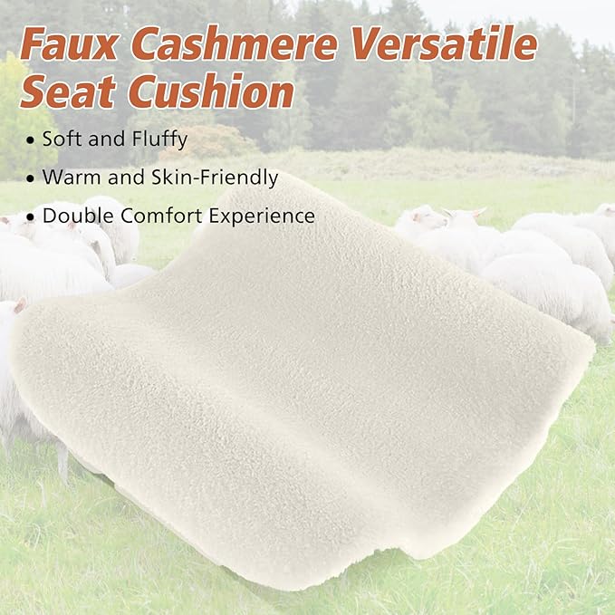 Fluffy Car Seat Cushion, Soft Comfort Faux Fur Seat Pad, Universal Driver Seat Cover, for Car Seats, Office Chairs, Home (1Pieces, White)