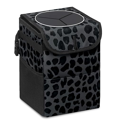 GVGHIDZ Car Trash Can – Multi-Purpose, Lightweight and Portable with Durable Water-Resistant Coating, No Installation Required, Practical and Ample Capacity, Variety of Colors.Black Leopard Print