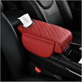 Center Console Cover for KIA Seltos 2019 2020 2021 2022 2023 2024 2025, Leather Arm Rest Armrest Cover for Car, Center Console Armrest Cover Armrest Storage Box, Interior Accessories,E Red