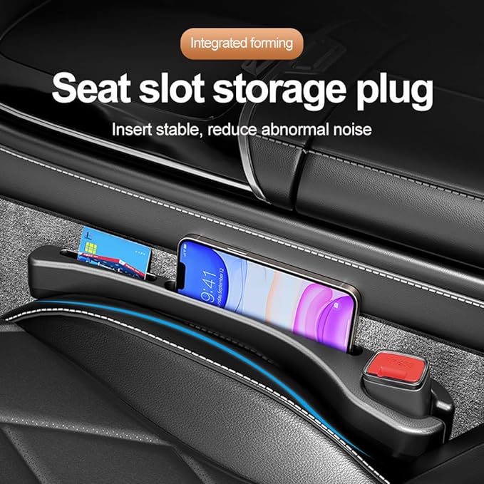 2PCS Upgrade Car Seat Gap Filler with Phone Holder,Multi-Function Car Side Seat Gap Filler for Avoiding Things Falling,Universal Car Seat Organizer Car Accessories Interior for Women/Men(Black)