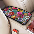 Pink Flower Car Center Console Cover Pad Vintage Boho Hippie Polyester Armrest Box Lid Covers Daisy Automotive Decor Accessories