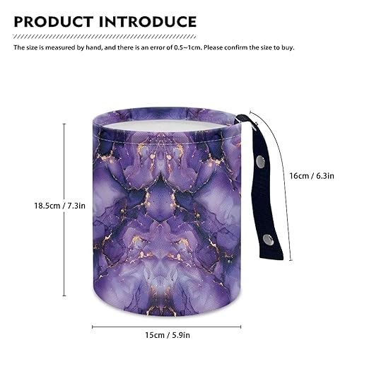 Brosoneto Purple Marble Car Trash Can, Kitchen Camping Trash Can, Women's Car Accessories, Car Seat Back Use Interior Accessory Storage Bag Collapsible Trash Container Universal