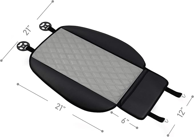 FH Group Faux Leather Front Set Car Seat Cushion Pads with Front Pocket – Universal Fit for Cars Trucks & SUVs (Gray)