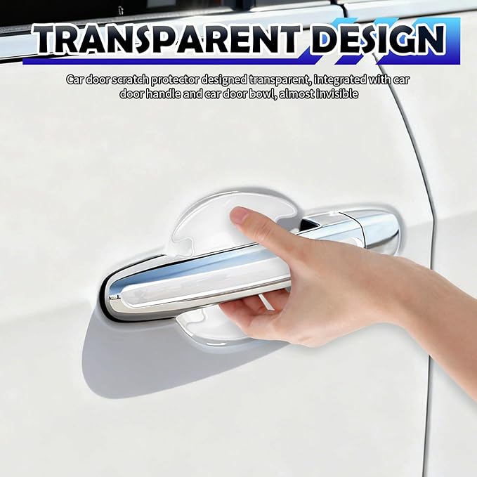 8PCS Car Door Handle Protector,Transparent Car Door Handle Scratch Protector for Protection & Decoration,Universal Cars Handles Protectors Cars Accessories for Most Vehicles