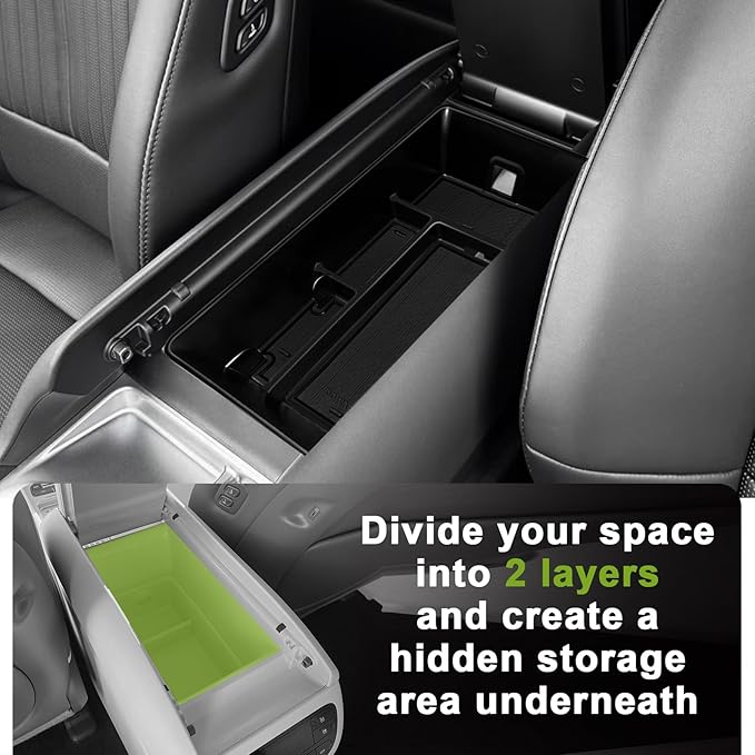 BestEvMod Center Console Organizer Compatible with Hyundai Ioniq 9 2026+ Interior Accessories Armrest Tray Storage Box ABS Material with PVC Trim