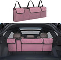 Car Trunk Organizer, Backseat Hanging Large Storage with Adjustable Straps,Waterproof PVC Collapsible Cargo Bag, Car Interior Accessories for Auto SUV MPV (Pink)