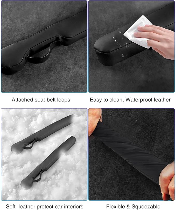 Homaupt Leather Car Seat Gap Filler Universal for Car Truck SUV to Block The Gap Between Seat and Console Stop Things from Dropping 2 Sets Black